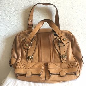 Ellen Tracy Tan Leather Handbag